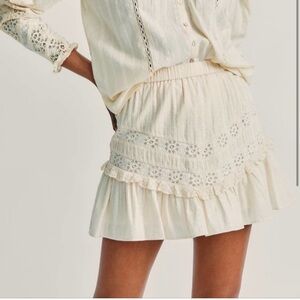 LoveShackFancy Beige Lace Skirt